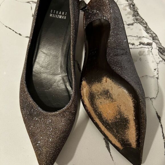 Stuart Weitzman Glittery Kitten Heel 8 - Picture 3 of 5